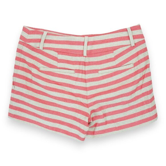 Ann Taylor Loft The Riviera Short Womens Size 0 Pink Linen Blend Striped Shorts - Picture 2 of 5